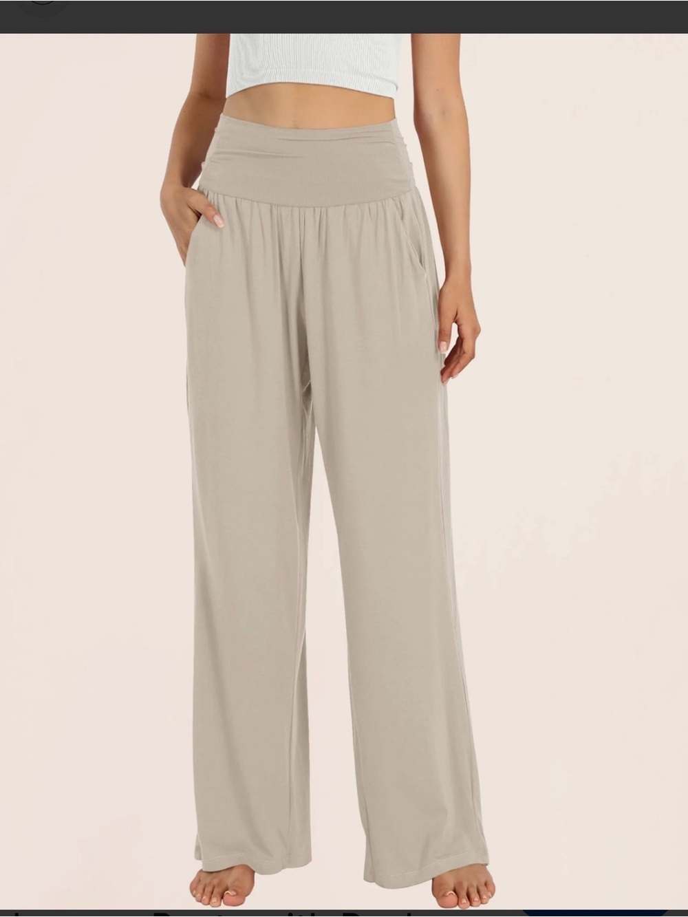 Vuori Wide-Leg High-Waist Lounge Pants - Beige